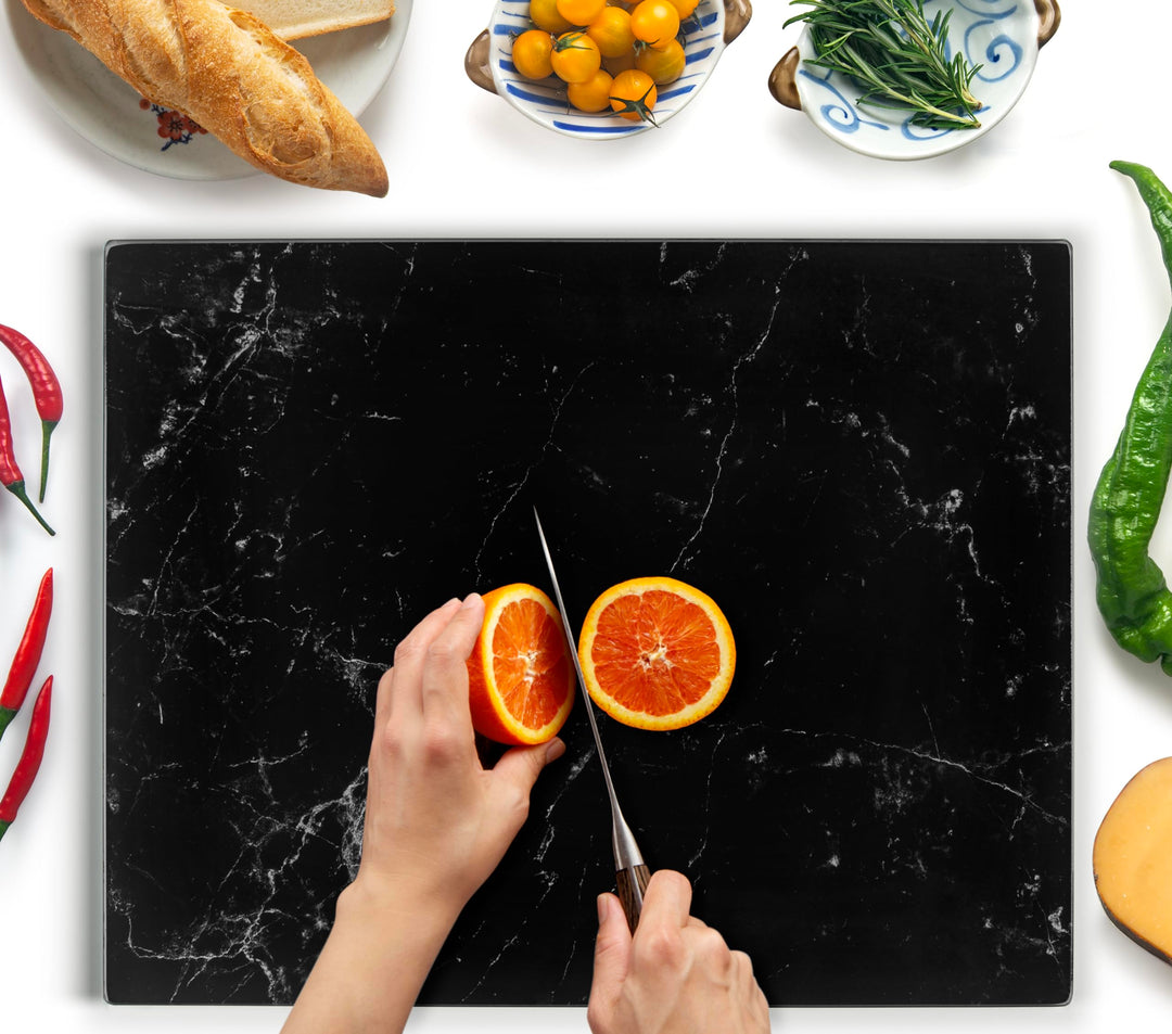 Kitchenville Glas-Schneidebrett, gross, 50 x 40 cm: Glas-Arbeitsplattenschutz für Küchen, langlebige