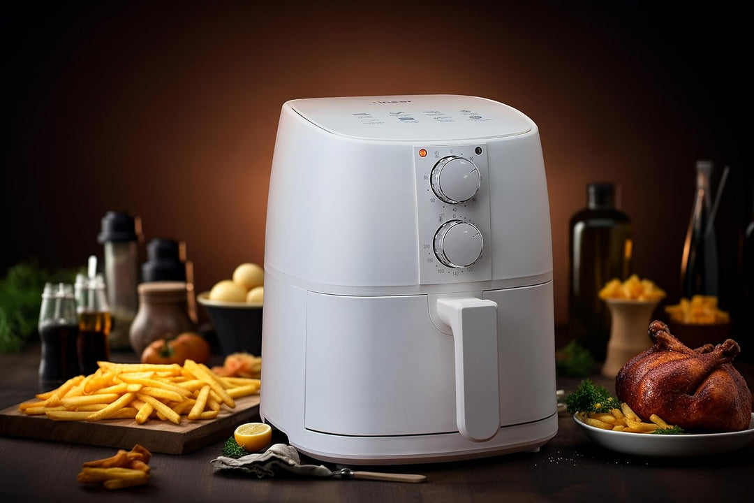 Heissluftfritteuse 4L - Airfryer mit Timer und Warmhaltefunktion - Temperatur wählbar - Energiespare