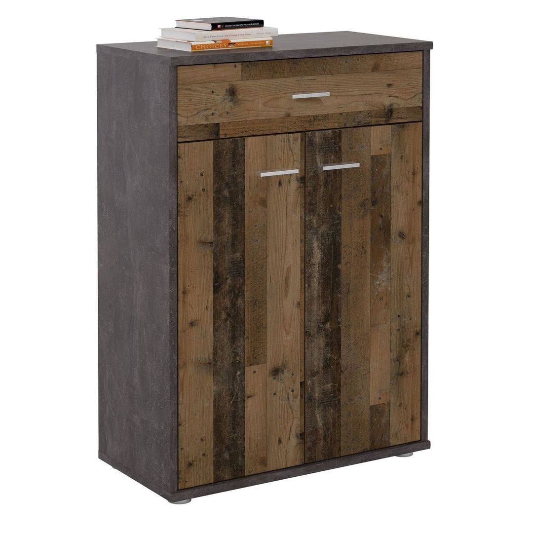 CARO-Möbel Kommode Tommy Sideboard Schrank in dunkler Betonoptik/Old Style mit Schublade und 2 Türen