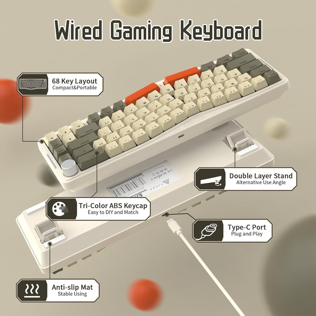 ATTACK SHARK AKS068 Alice 60% Mechanische Gaming Tastatur, USB-C Kabelgebundene Apex Pro Mini RGB Ke