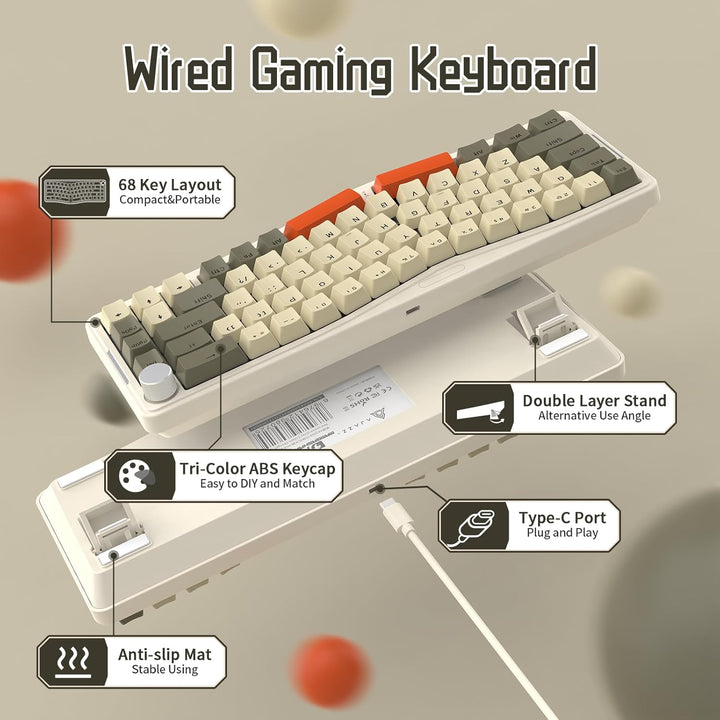 ATTACK SHARK AKS068 Alice 60% Mechanische Gaming Tastatur, USB-C Kabelgebundene Apex Pro Mini RGB Ke