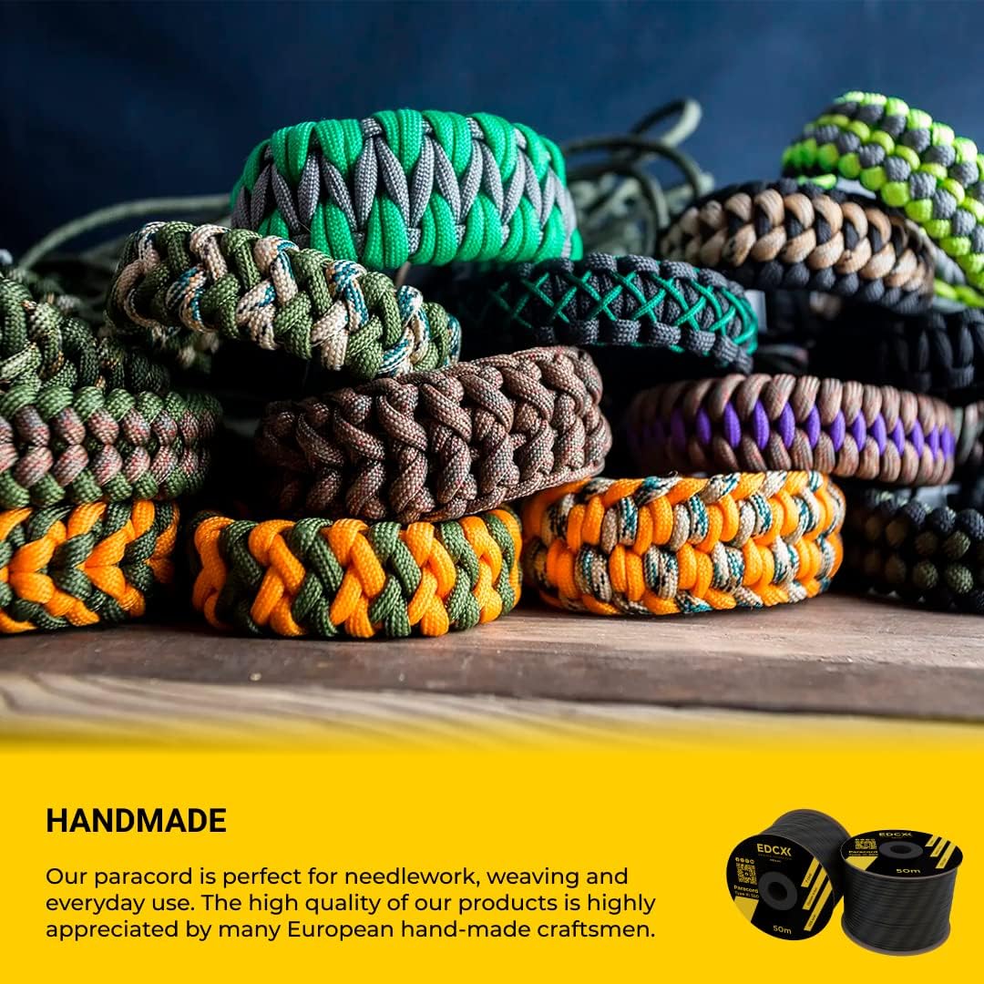 EdcX Paracord 4 mm, 20+ Militärfarben (15 m, 30 m, 50 m, 100 m, 300 m) | Ideal zum Basteln, Camping,