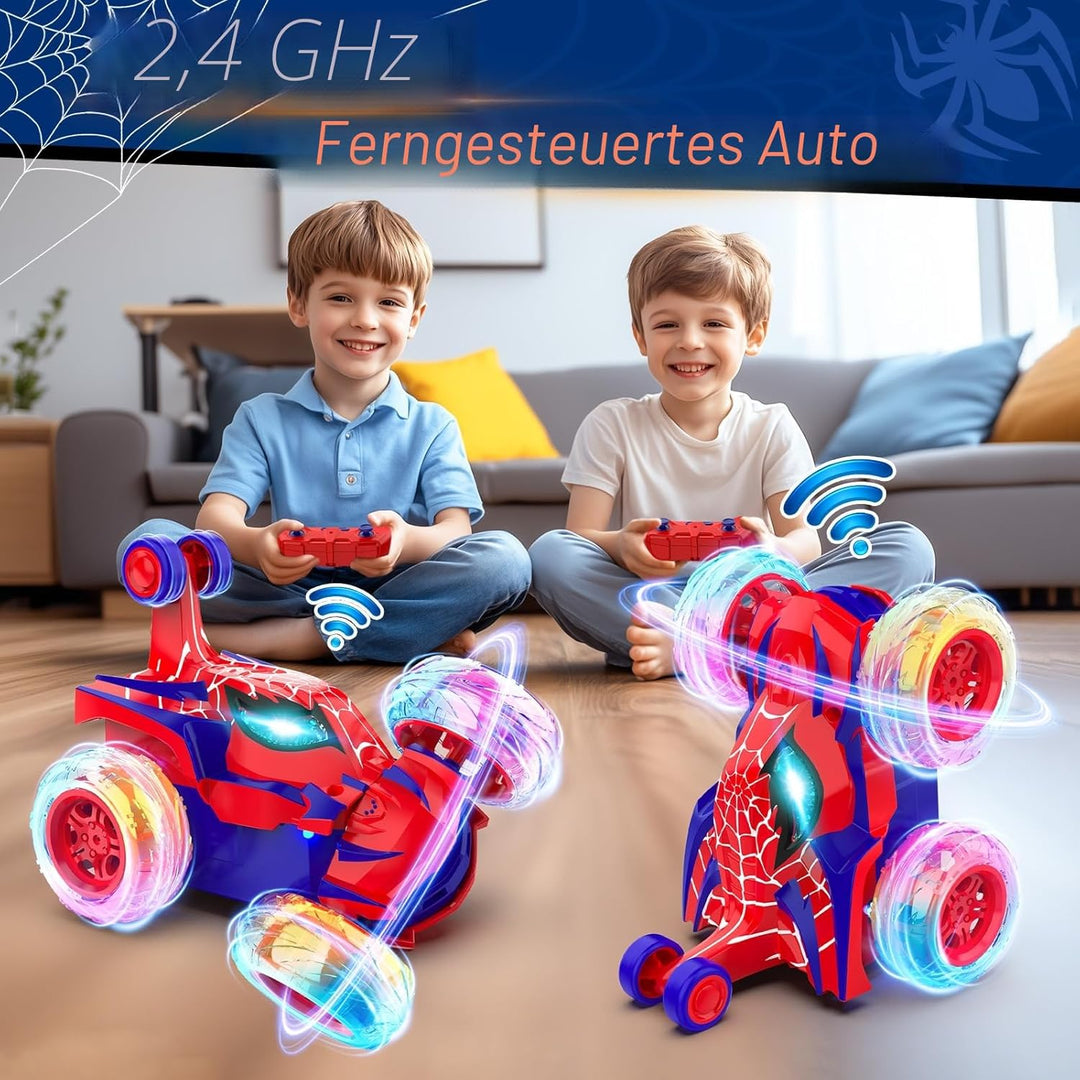Ferngesteuertes Auto Kinder Spielzeug ab 3 4 5 6 7 8 9 Jahre Junge Mädchen, 2.4Ghz Stunt Spider Auto