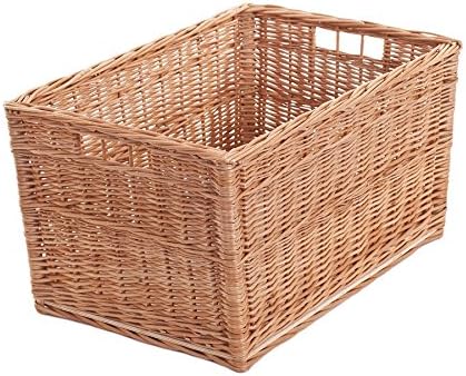 e-wicker24 Vollweidener Kaminkorb, Kaminkorb aus Weide, naturfarbiger Weidenkorb für Kaminholz, Kami