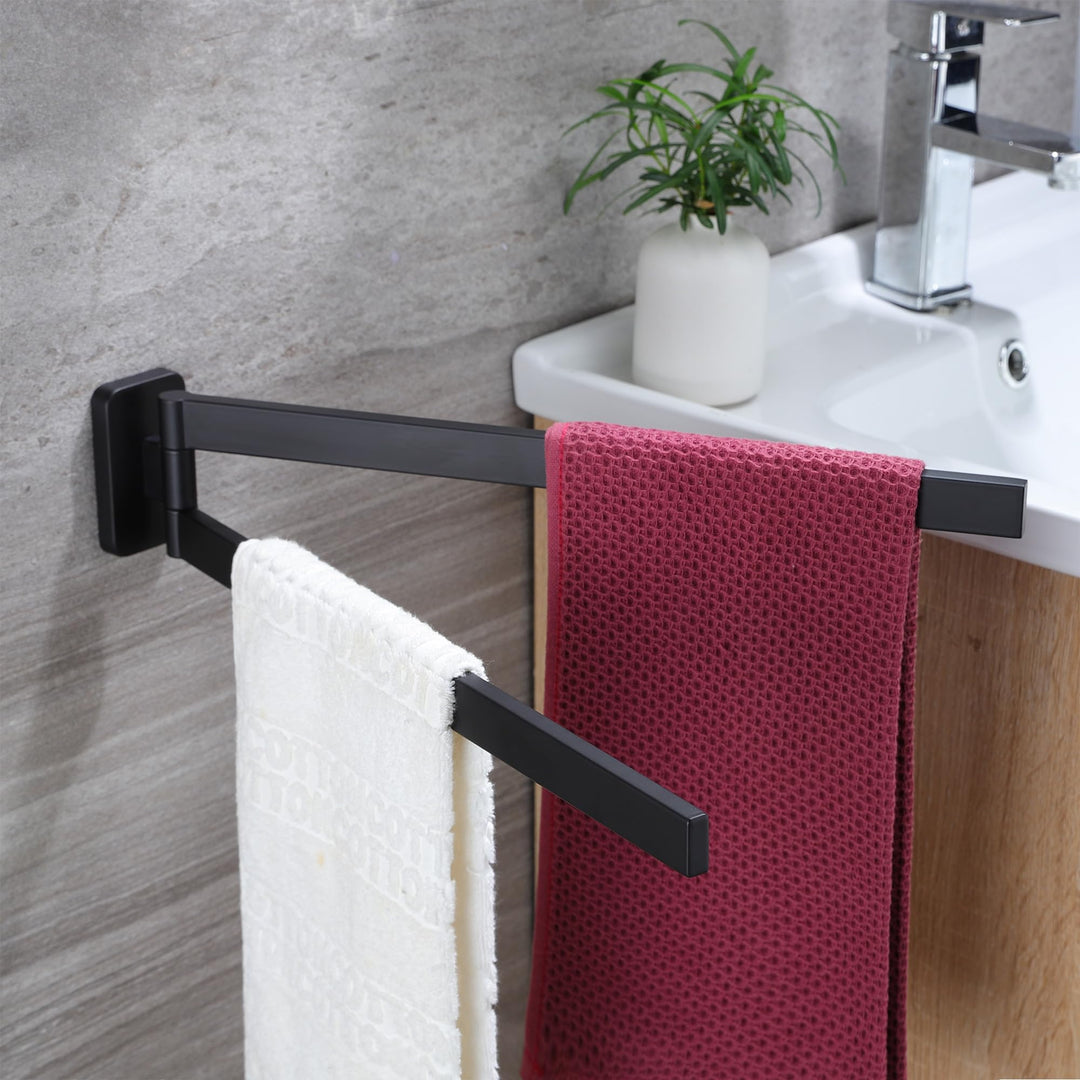 ZUNTO 40.8cm Wandmontage Doppelt Handtuchhalter 180° Schwenkbar 2-armig Handtuchhalter 304 Edelstahl
