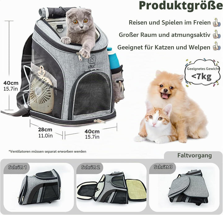 PETCUTE Hunderucksack Kleine Hunde,Atmungsaktiv Hundetragetasche mit Internem Sicherheitsgurt,Verste