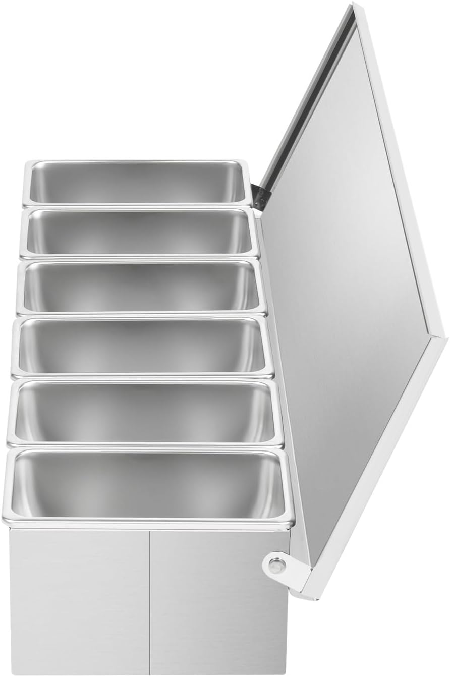 Bar Zutatenbehälter Gewürzbox Edelstahl 6 Gitter Zutatenbox Multifunktionale Obstschachtel Beilagenb