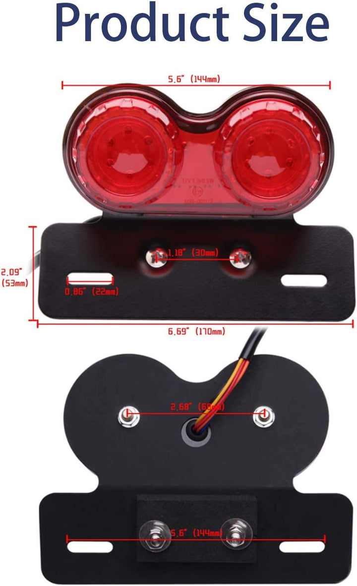 JMTBNO Motorrad Rücklicht LED Bremslicht Blinker Kennzeichnenleuchte mit Nummernschildhalter Univers