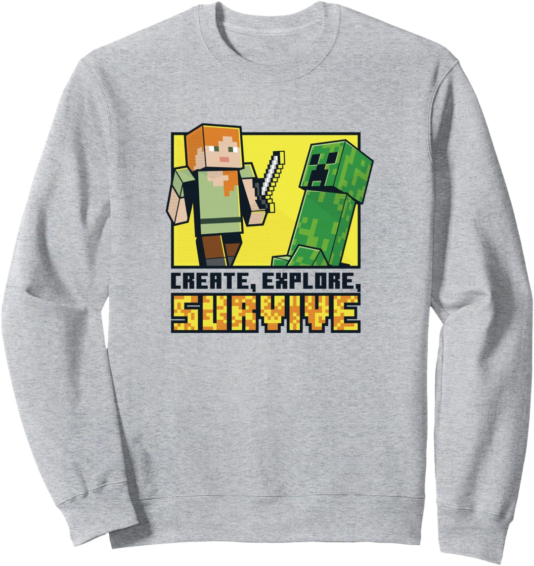 Minecraft Alex &amp; Creeper Erschaffe, erkunde, überlebe Sweatshirt