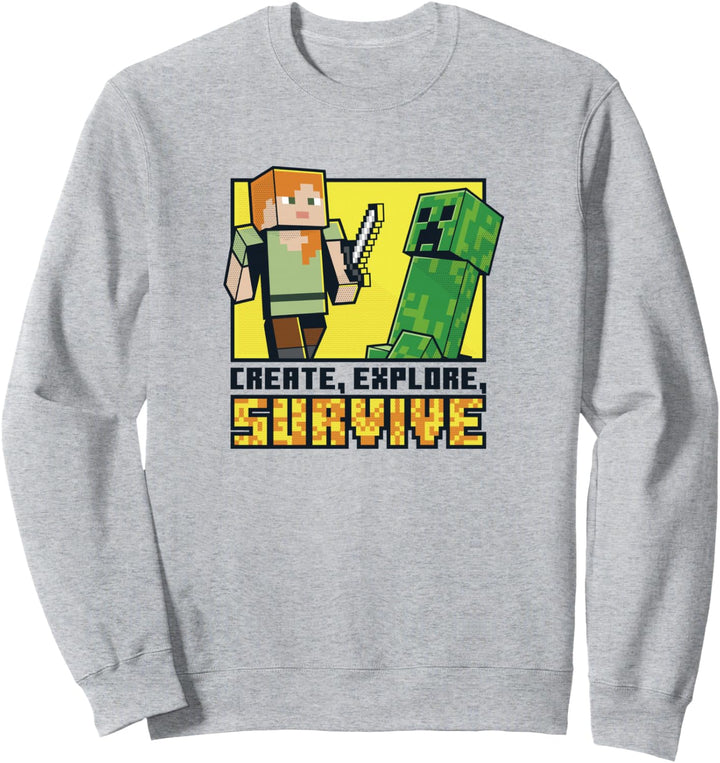 Minecraft Alex &amp; Creeper Erschaffe, erkunde, überlebe Sweatshirt