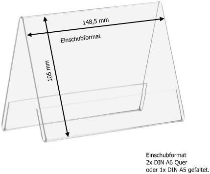 10 Stück DIN A6 A-Aufsteller/Tischaufsteller/Werbeaufsteller aus Acrylglas, transparent