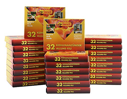 FAVORIT 24 Pack Kohleanzünder á 32 Würfel = 768 Stück Grillanzünder BBQ Anzünder