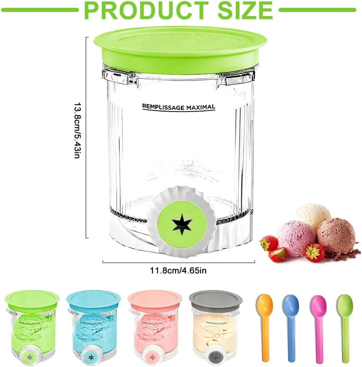 4 Stück Ninja Swirl Creami Behälter, 480 ml Eisbehälter für NC700 NC701EU Serie, Eiscreme Behälte mi