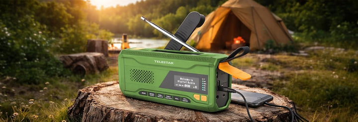 TELESTAR TOP NR 5 – Notfallradio (Kompaktes Kurbelradio, 4.000 mAh Akku, Solarpanel, Powerbankfunkti