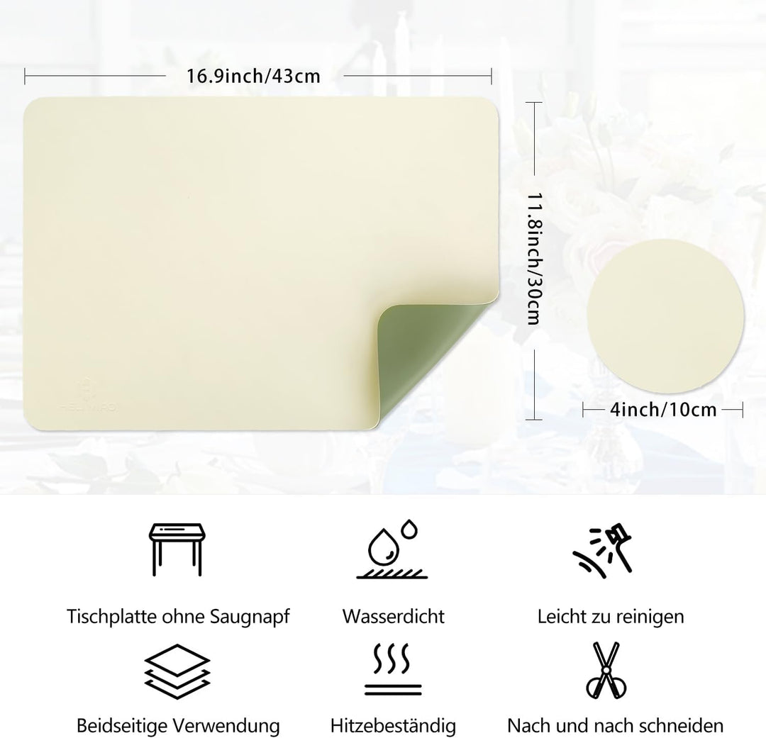 Tischsets Abwaschbar,Platzsets Abwischbar,Tischset Leder,Hitzebeständig Doppelseitigen I 6er Set Pla