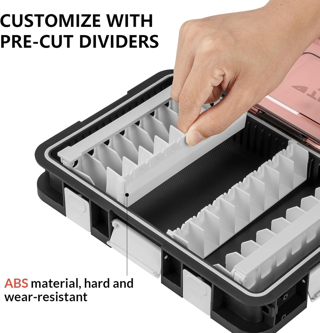 Köderbox Angeln Set, 2 Stück Angelbox 23x16x5 cm, Tackle Box Angeln mit Herausnehmbaren Trennwänden,
