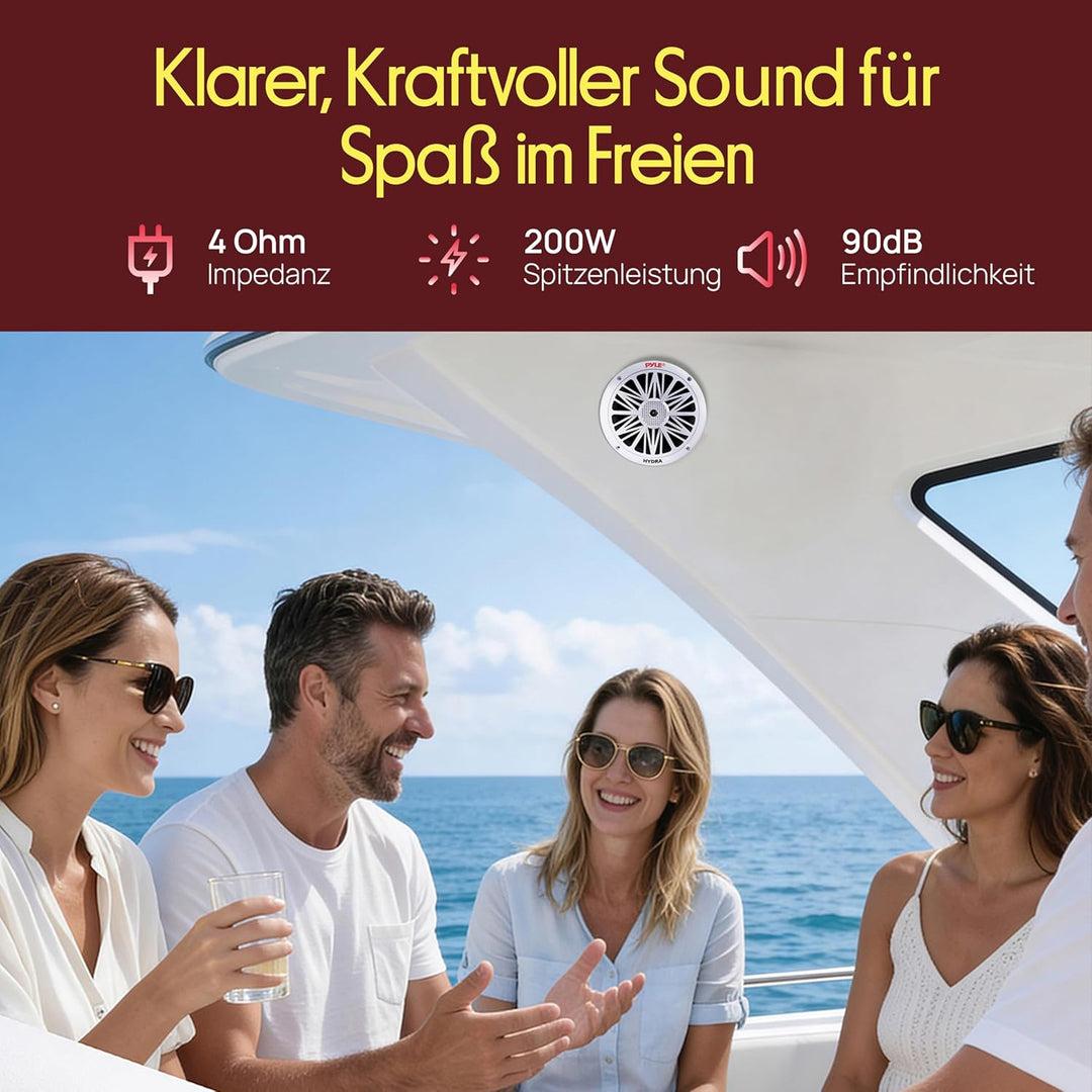 Pyle PLMR62 200 W 16,5 cm 2 Wege Marine Lautsprecher, Weiss
