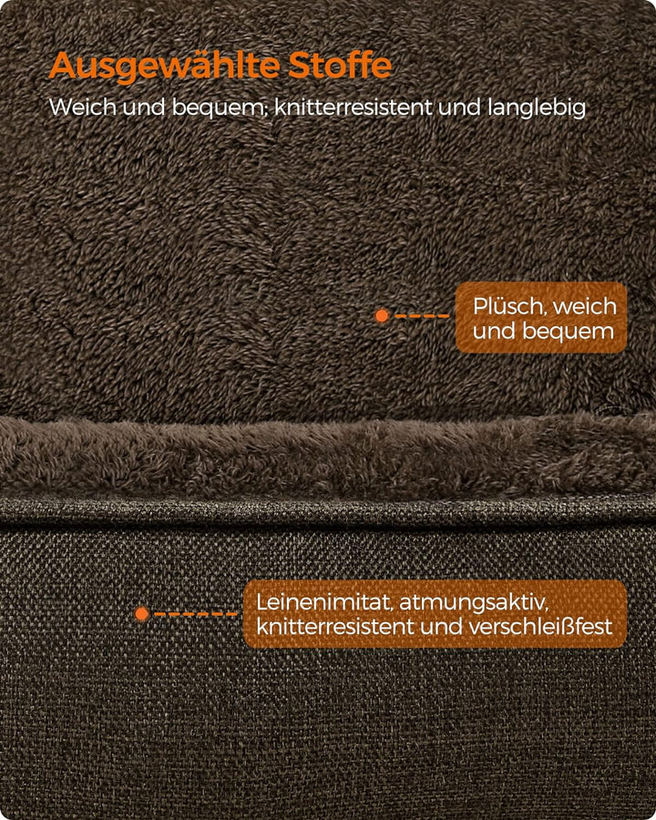 Feandrea Hundebett, Hundekissen in Leinenoptik, Hundekorb, erhöhte Ränder, rutschfeste Unterseite, B