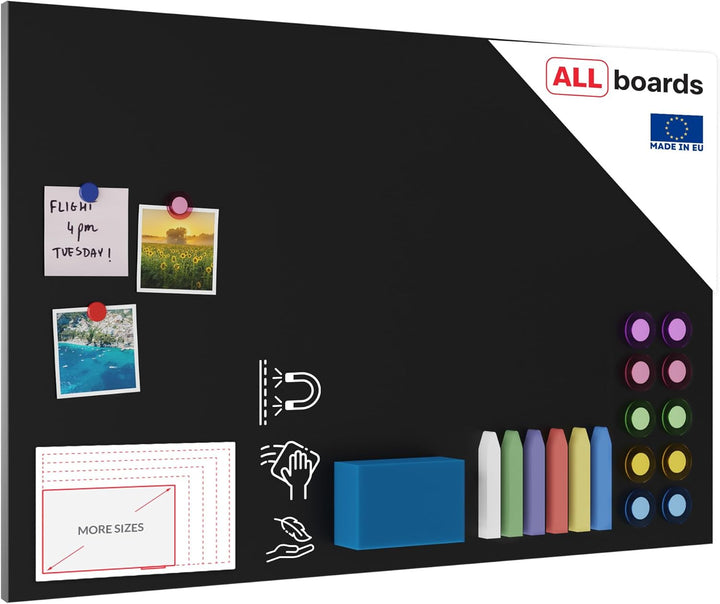 ALLboards Metallische Magnettafel KREIDETAFEL SCHWARZ 90x60cm MetalBoards Memoboard für jede Art von