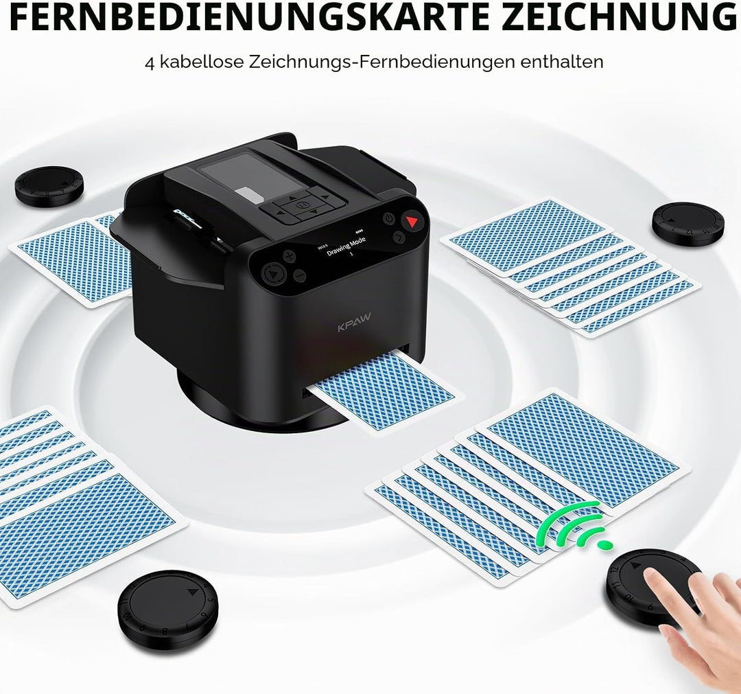 Kartenmischmaschine mit Austeilen, 360° Drehung für 1–2 Decks, mit 4 Fernbedienungen, Automatischer