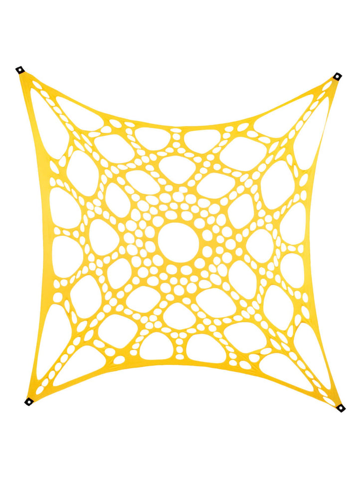 PSYWORK Schwarzlicht Segel Spandex Neon Spiderweb Sonnengelb, 3x3m, Sonnengelb