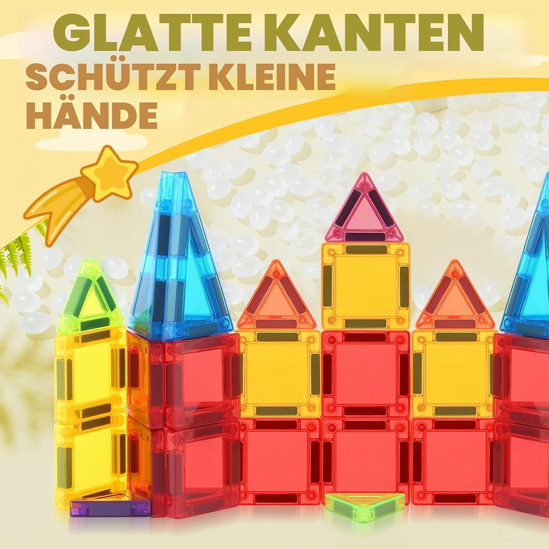 Magnetische Bausteine Spielzeug, STEM Magnetische Bauklötze Sets, Fahrende Mini-Magnetkacheln für Kl