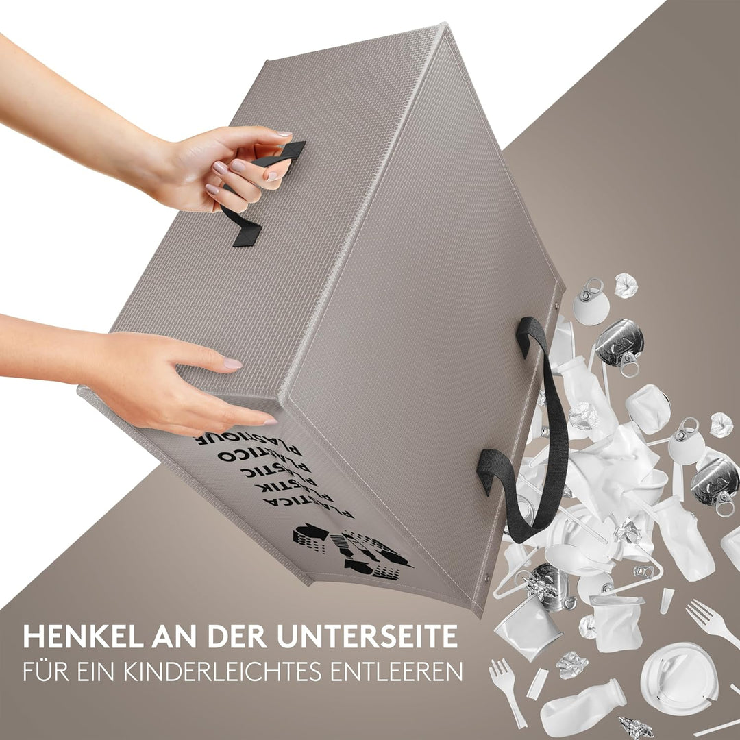 PTMS® Mülltrennsystem Taschen für Papier, Glas und Plastik - Umweltfreundliche Mülleimer 3 Fächer -