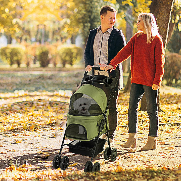 PawHut Hundewagen Hundebuggy mit Klappfunktion Pet Stroller für kleine Hunde und Katzen Haustierwage