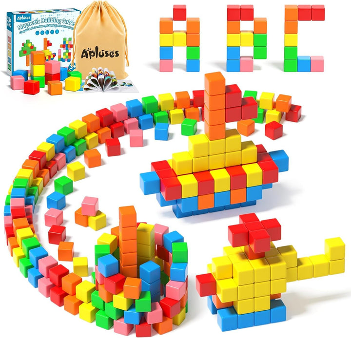 Magnetische Bausteine, Magnetbausteine Kinder ab 3+ Jahre, Montessori Spielzeug, Magnetwürfel, Magne
