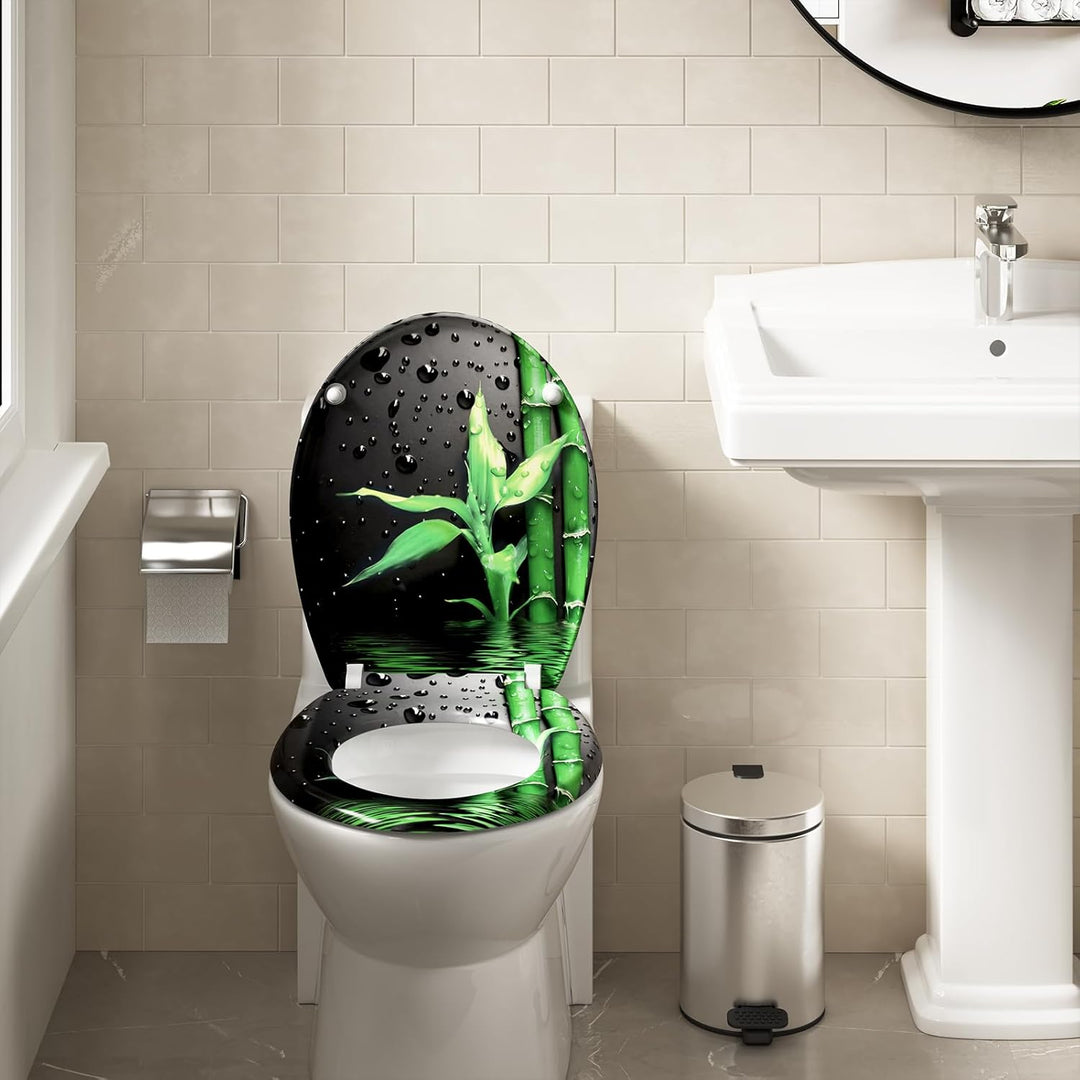 WOLTU WC Sitz mit Absenkautomatik,Toilettensitz Motiv, Toilettendeckel aus Duroplast, Stable Klodeck