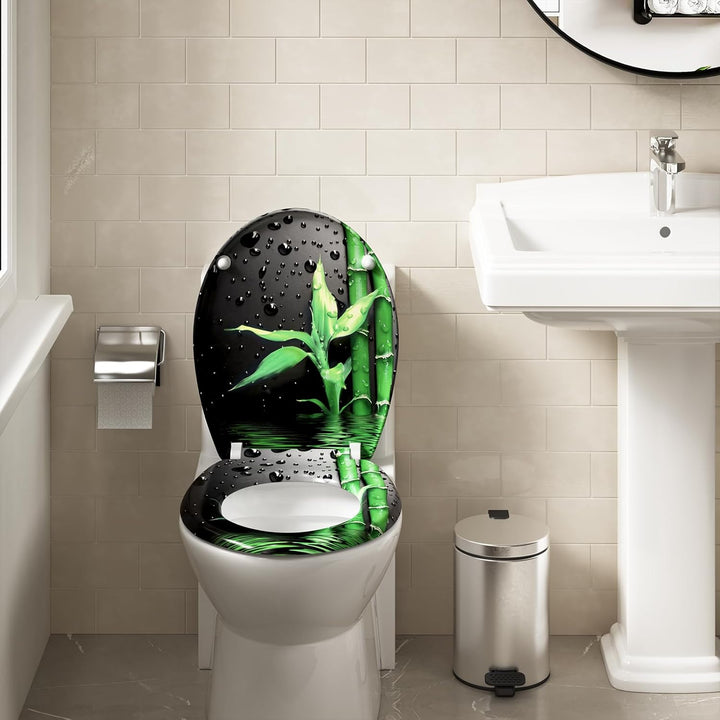 WOLTU WC Sitz mit Absenkautomatik,Toilettensitz Motiv, Toilettendeckel aus Duroplast, Stable Klodeck