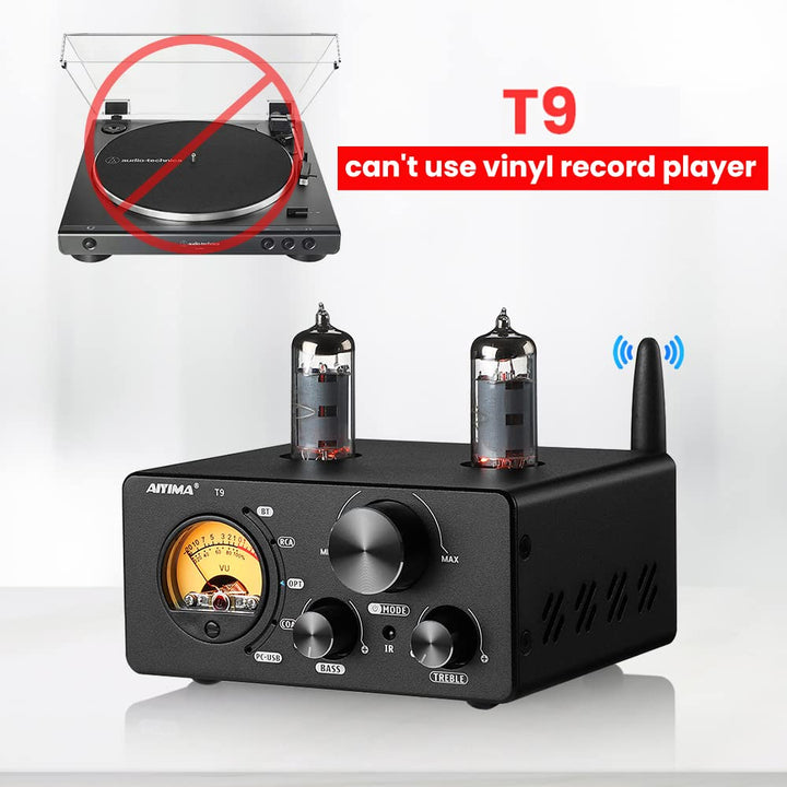 Aktualisierung AIYIMA Tube T9 Bluetooth 5.0 6K4 Vakuumrohrverstärker USB DAC 100W Stereo-Empfänger A