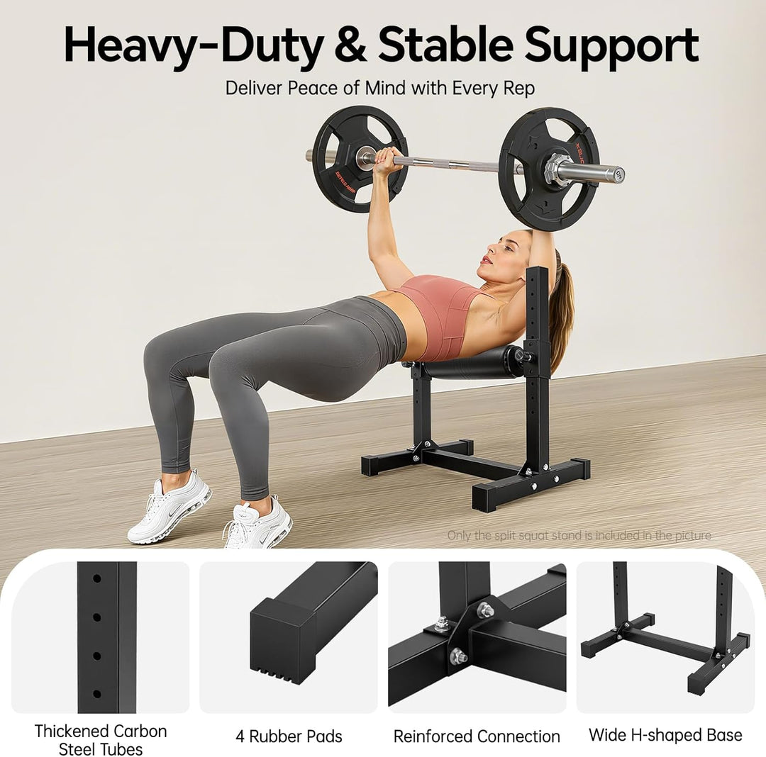 Bulgarian Split Squat Bracket mit 9 stufiger Höhenverstellung der Rollen | Einbein Kniebeuge Rollenh