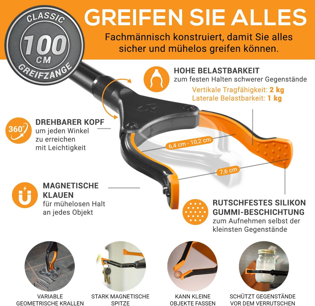 EZPIK® 100 cm Greifer für Senioren mit Magnet-Greifarm, Robuste Greifzangen für Senioren, Menschen m