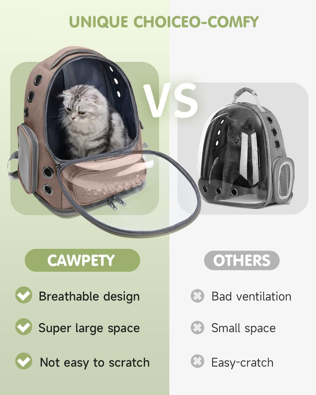 PETCUTE Haustier Rucksack,Tragbar Raumkapsel Hunde Katzen Rucksack mit Herausnehmbarer Matte,Atmungs