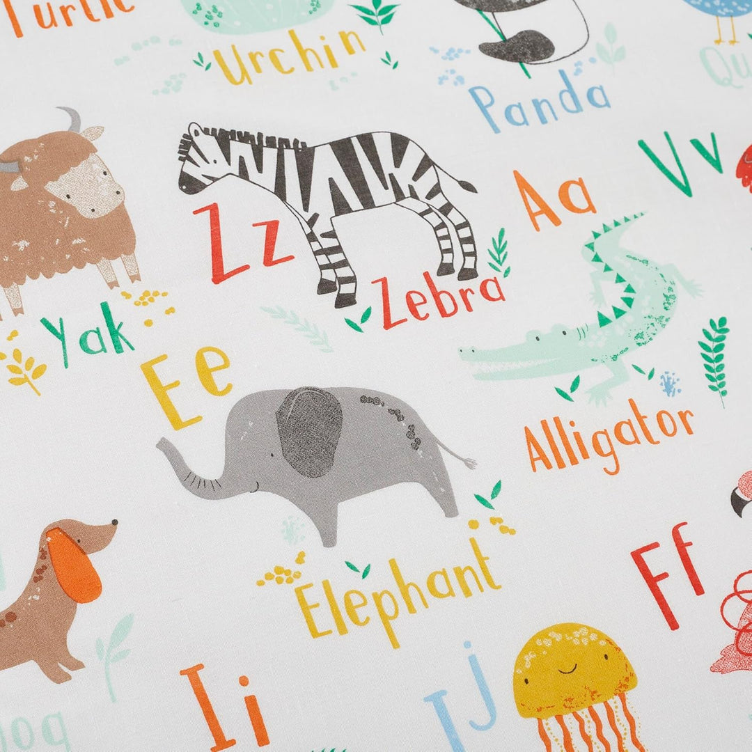 Happy Linen Company Bettwäsche-Set für Mädchen und Jungen, mit Tiermotiven, ABC, Weiss, mehrfarbig,