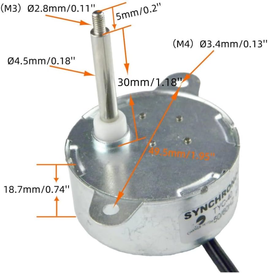 CHANCS TYC40 12V AC 5 U/min Welle 35mm Synchronmotor Mit Wechselstromversorgung - Eingang 220V Ausga
