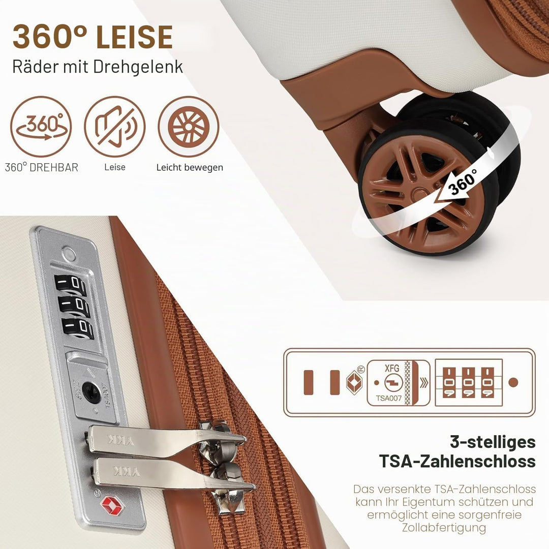 KONO Koffer Trolley Kofferset 3 Teilig Erweiterbarer Leichte Hartschalenkoffer aus ABS+PC Reisekoffe