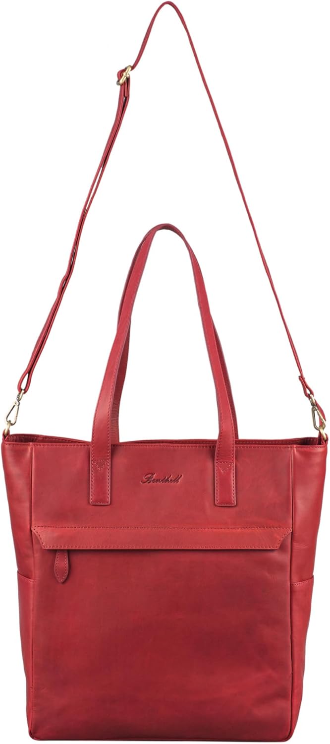 Benthill Shopper Damen Leder Gross - Ledertasche mit Reissverschluss - Umhängetasche aus Echtleder -