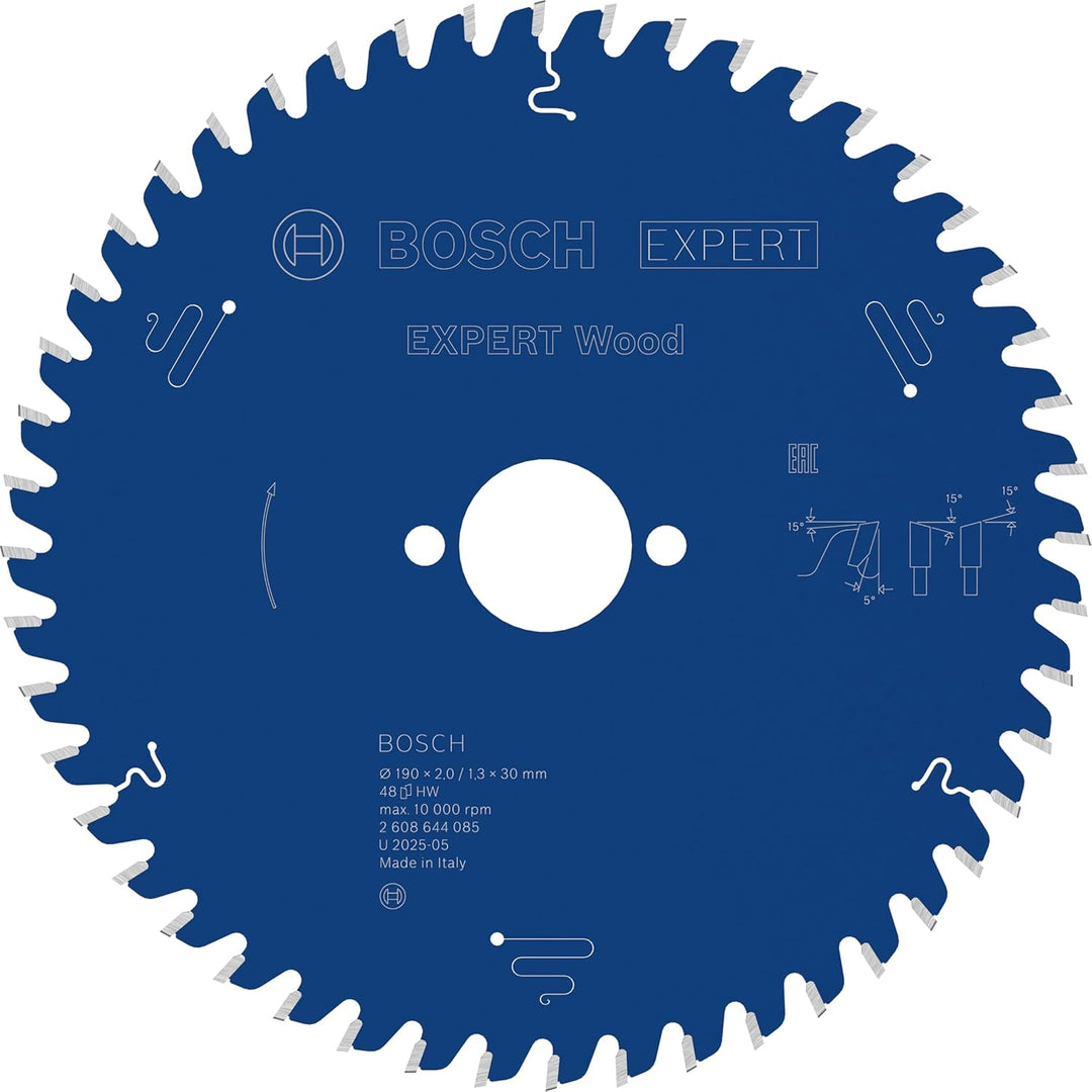 Bosch Professional 1x Kreissägeblatt Expert for Wood (Holz, Sägeblatt Ø 190 x 30 x 2 mm, 48 Zähne, Z
