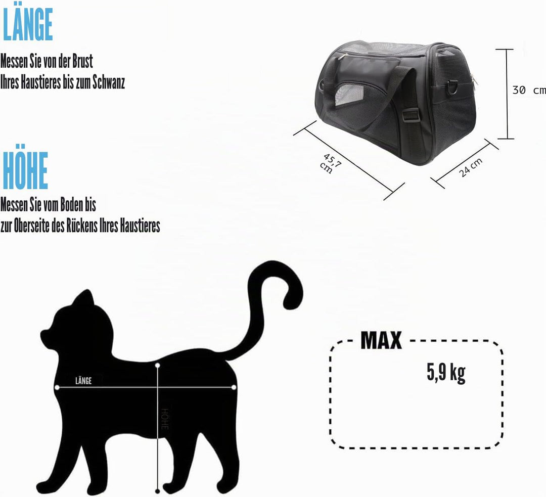 Tragetasche für kleine Katzen, Kätzchen, Welpen, kleine Hunde, für Reisen, von Fluggesellschaften zu