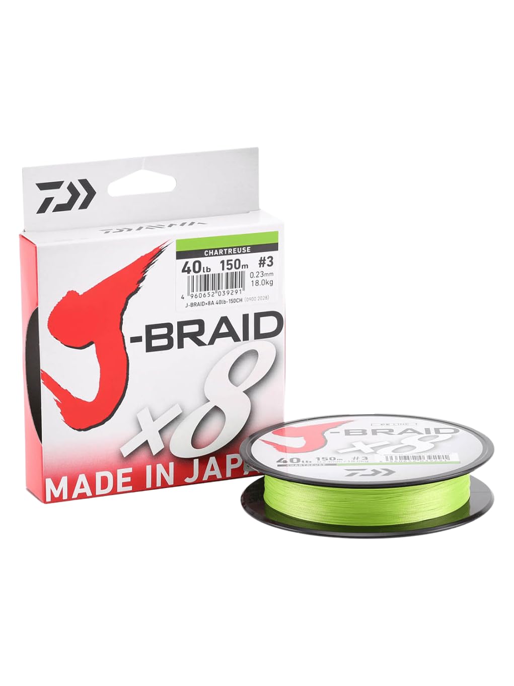 Daiwa J-Braid 8 Braid 300m Chartreuse - geflochtene Angelschnur Dm: 0,16mm, Dm: 0,16mm
