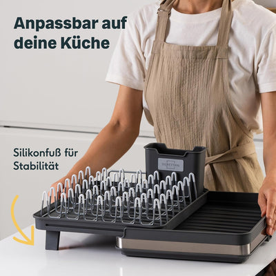 SILBERTHAL Geschirr Abtropfgestell Gross - Rostfrei - Mit Abtropfschale, Geschirrkorb, Besteckkasten