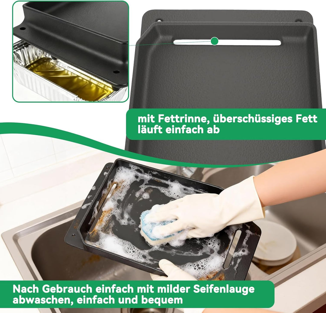 WELL GRILL Gusseisen Grillrost & Plancha Platte für SEVERIN SEVO Elektrogrill, Grill Plancha Grillpl