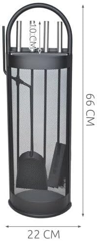 Kaminbesteck Kaminzubehör Set Kaminwerkzeug Ofenbesteck Schwarz 5-in-1-Set mit Besen, Schaufel, Eise