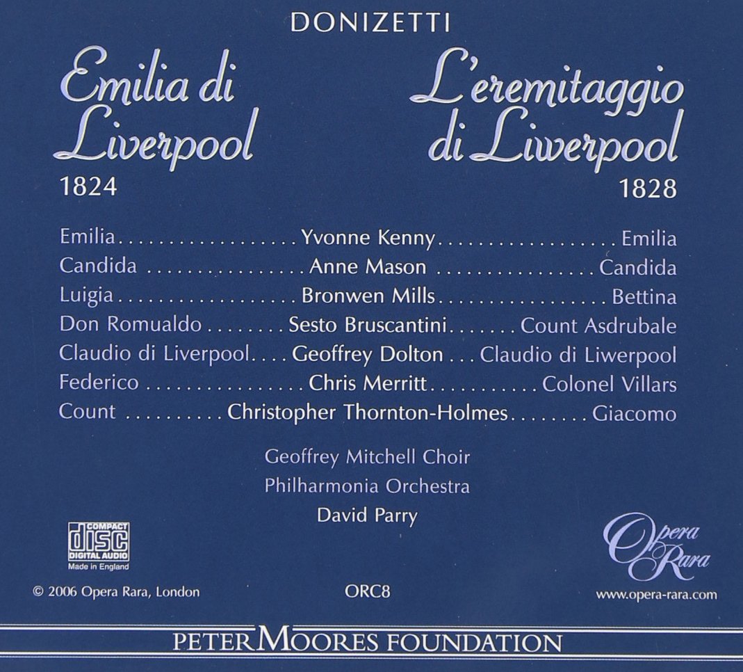 Donizetti: Emilia di Liverpool (Gesamtaufnahme), Audio-CD