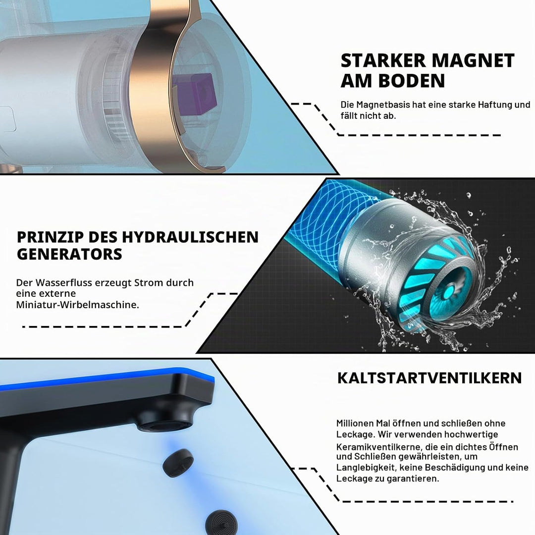 Wasserhahn Bad mit LED-Temperaturanzeige, Waschtischarmatur Badarmatur Einhebelmischer Küche Wasserh