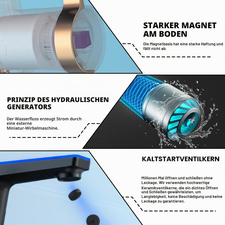 Wasserhahn Bad mit LED-Temperaturanzeige, Waschtischarmatur Badarmatur Einhebelmischer Küche Wasserh