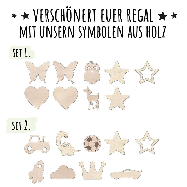 Holzura Tonie Regal für Toniebox, Toniebox Regal personalisiert mit Name und Holzsymbolen, Tonie Auf