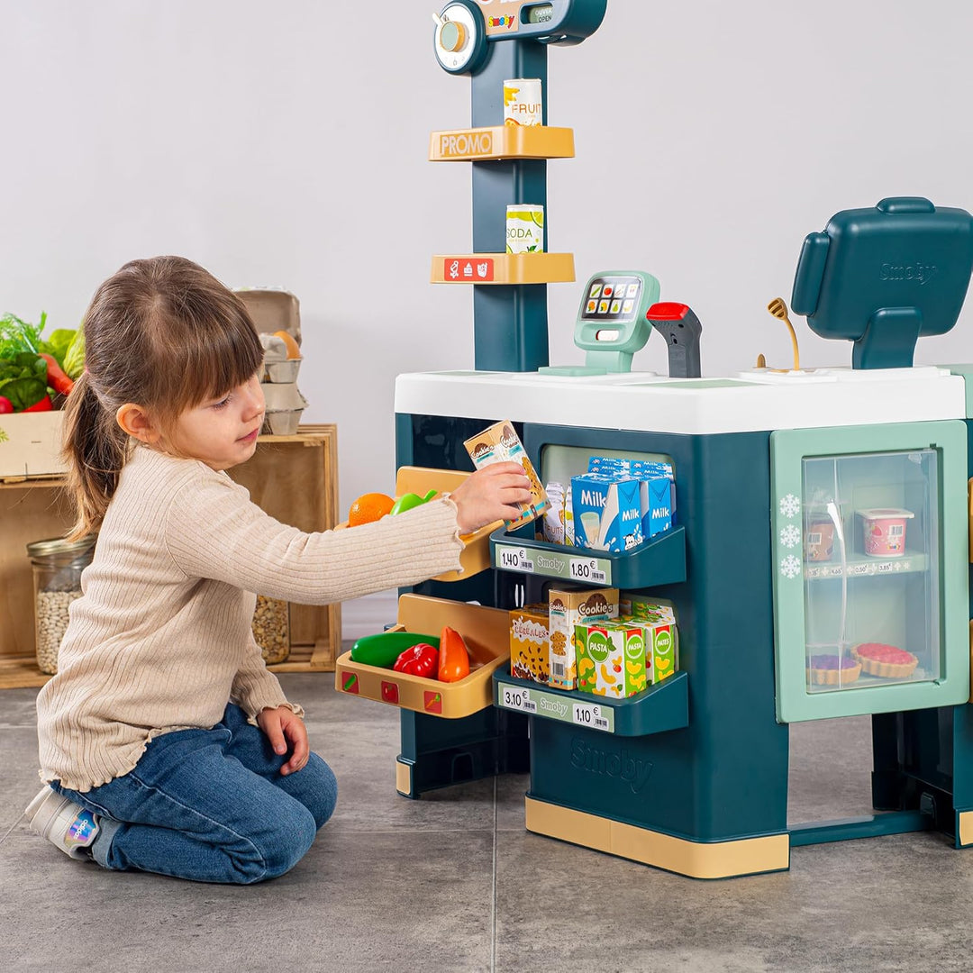 Smoby – Supermarkt Maxi mit Einkaufswagen – moderner Kaufladen für Kinder – Regale, Gemüse, Obst – K